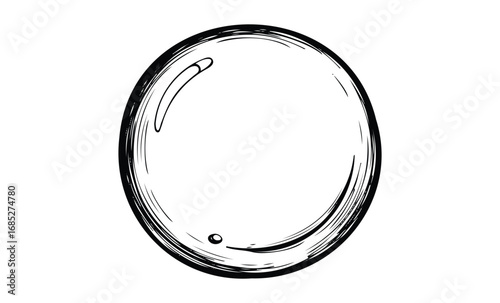 Hand-drawn bubble illustration with bold black lines and light reflections. Vector retro hand drawn illustration