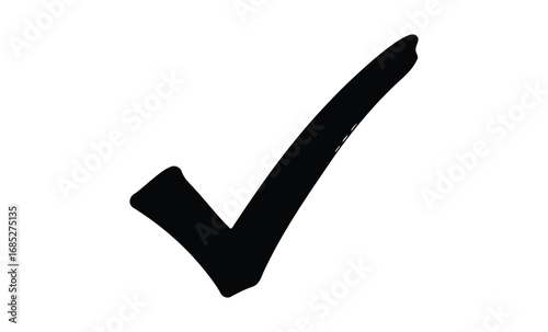 Black check mark icon. Vector retro hand drawn illustration