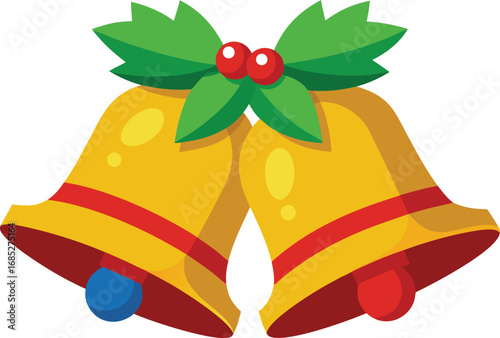 Merry christmas bells vector design on transparent background
