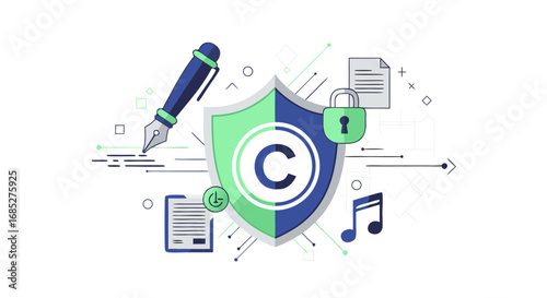 Safeguard your creative work with copyright protection, ensuring peace of mind and control over your intellectual property rights with this modern design