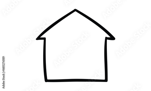 Simple outline of a house with arched roof and minimalistic design. Vector retro hand drawn illustration