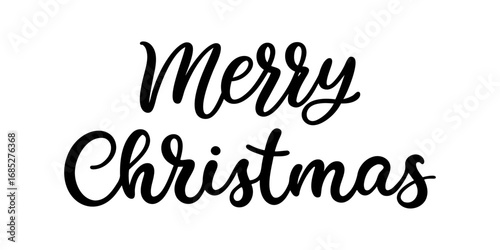 Merry Christmas, vector brush lettering. Modern hand drawn calligraphy on white background. Christmas vector illustration in ink. Vector illustration