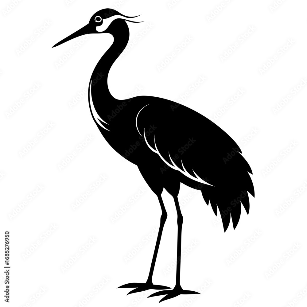 Obraz premium Standing Crane Silhouette Vector
