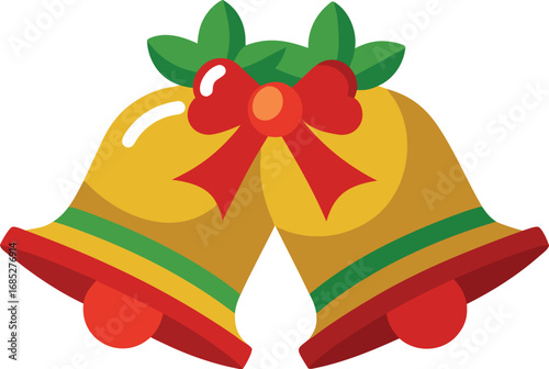 Merry christmas bells vector design on transparent background