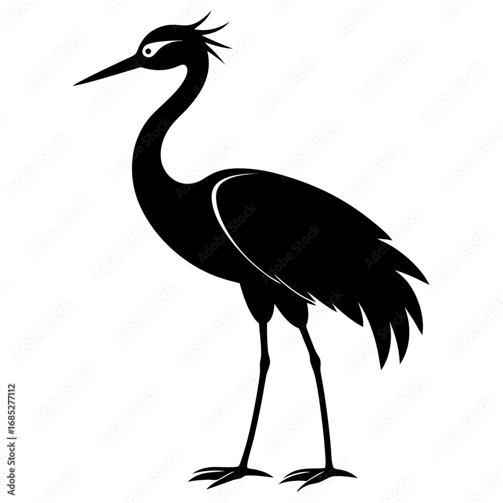 Obraz premium Standing Crane Silhouette Vector