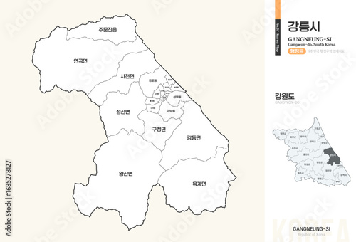 강원도 강릉시 행정동 윤곽선 지도