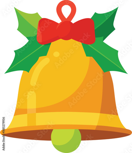 Merry christmas bells vector design on transparent background