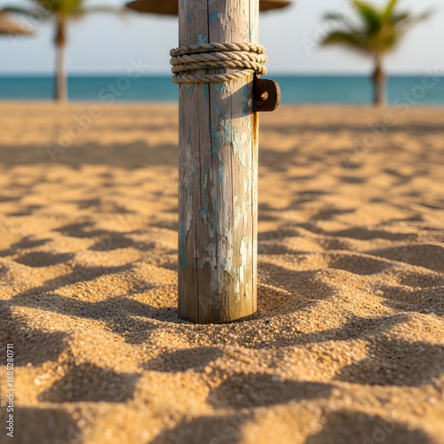 beach bamboo pole in beach sand