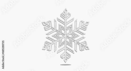 Detailed Six-Pointed Snowflake with Intricate Crystal Structure.