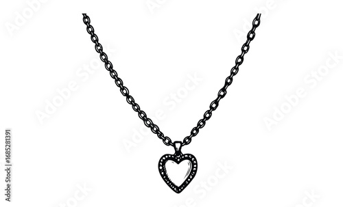 Wallpaper Mural Elegant heart pendant necklace with intricate chain design. Vector retro hand drawn illustration Torontodigital.ca