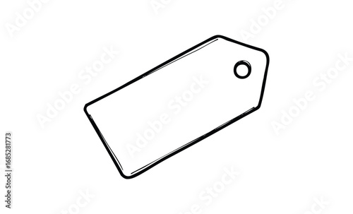 Blank price tag outline illustration. Vector retro hand drawn illustration