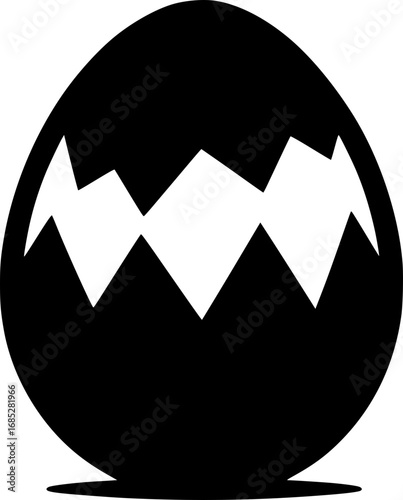 Minimalist black and white vector icon of a hatched egg with clean lines, modern, scalable, and perfect for logos or stickers.