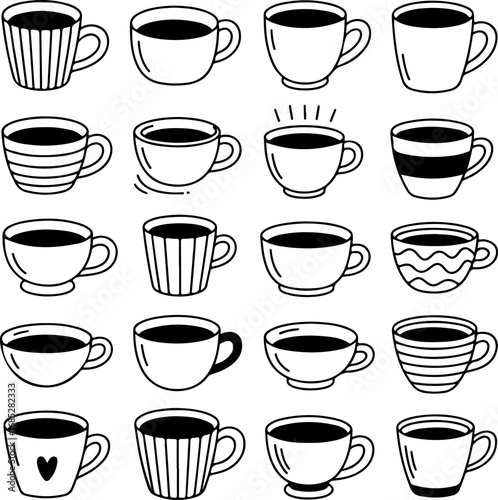 Wallpaper Mural Collection of Hand-Drawn Coffee Cups A Vector Illustration of Various Mug Styles and Designs Torontodigital.ca