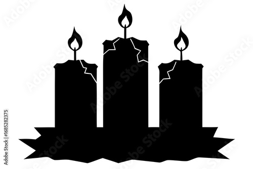 Three Lit Candles Silhouette: Spooky Halloween & Dark Ambiance Decor