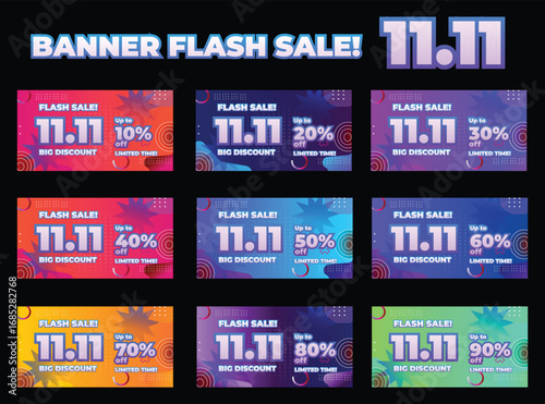 Modern Flash Sale Banner Template for 11.11 Big Discount Shopping Promotion