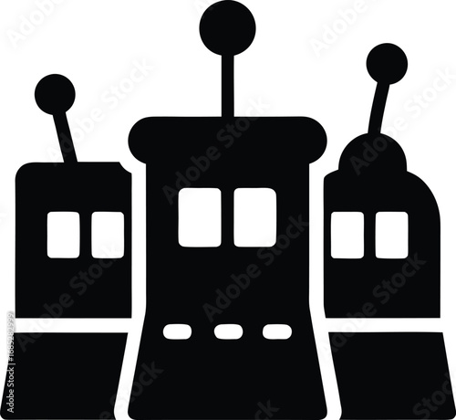 Set of 3 black control panel icons vector