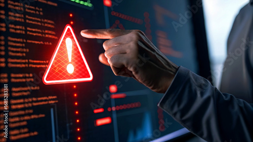 Photos Expert analyzes critical cybersecurity threat on futuristic digital interface, h