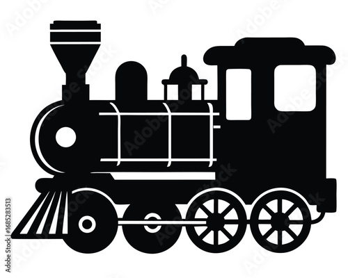 Vintage Train Silhouette on White Background