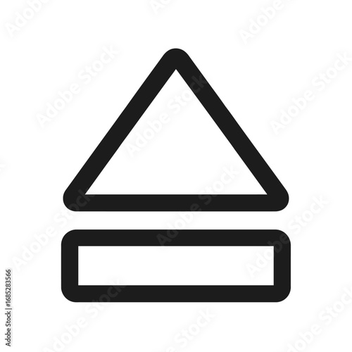 Sleek Eject Icon for Media Release & Data Transfer – Perfect for UI/UX Design. This universally recognized symbol indicates disc ejection, safe hardware removal, file uploads, or data exports, enhanci