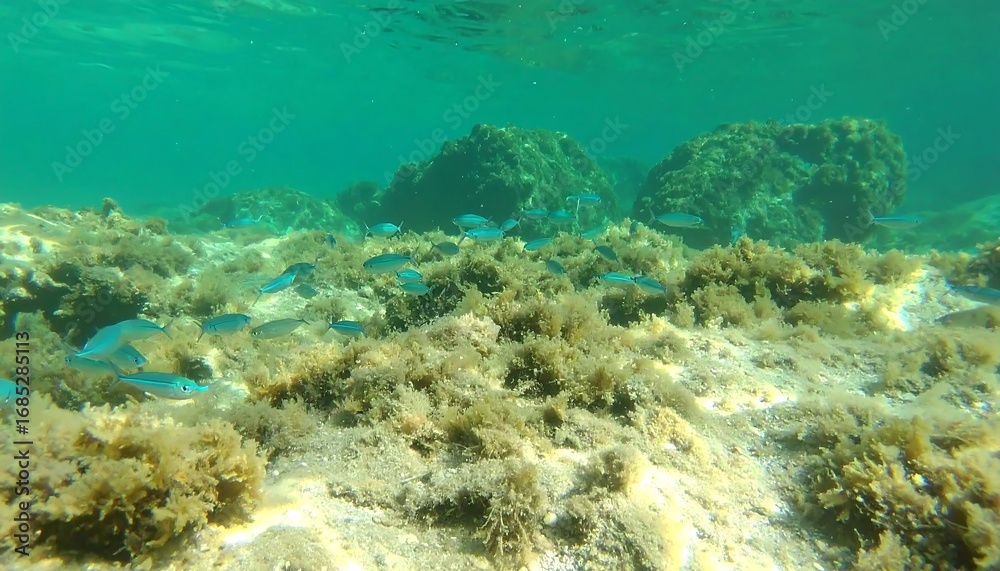 Fototapeta premium Underwater Ocean Floor Fish School