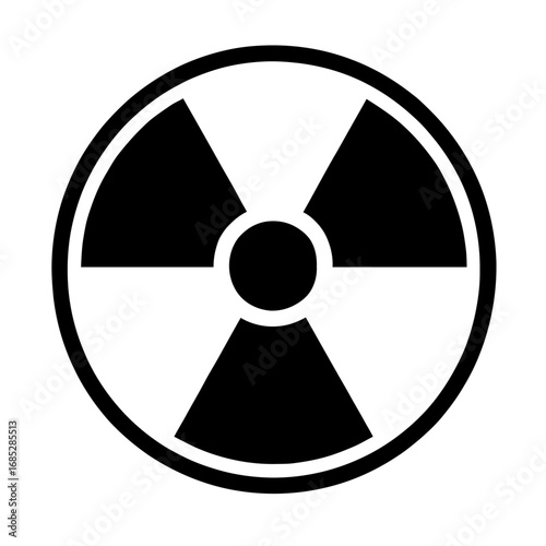 Official International Radiation Warning Symbol: A Bold Black and White Trefoil Icon Representing Ionizing Radiation Hazard, Safety, and Nuclear Energy Risks. A universally recognized danger sign for 