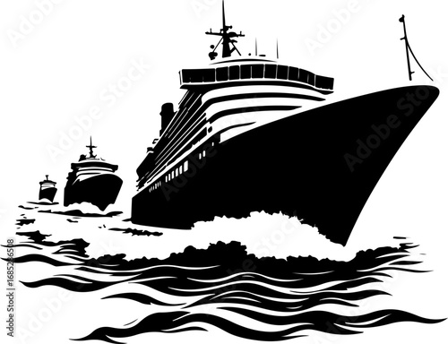 ship in the sea, ship, boat, sea, silhouette, vector, illustration, vessel, transportation, nautical, cruise, cargo, water, fishing, yacht, transport, travel, ocean, submarine, shipping, military, con