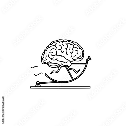 Brain power mind running exercise mental health wellness thinking fast learning concept illustration design
