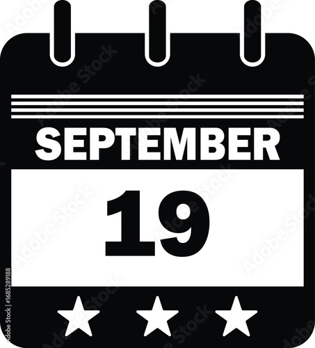 September 19 Calendar Date Icon. Vector Illustration