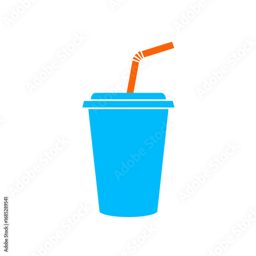 Blue Drink Cup with Orange Straw Illustration for Refreshment