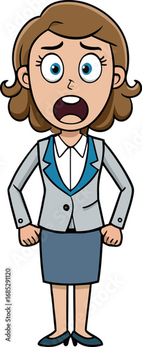 Shocked Woman in Business Attire Expressing Extreme Disbelief and Alarm