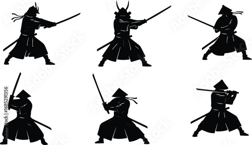 silhouette of samurai warrior with sword the image is suitable for martial arts and japanese culture concepts