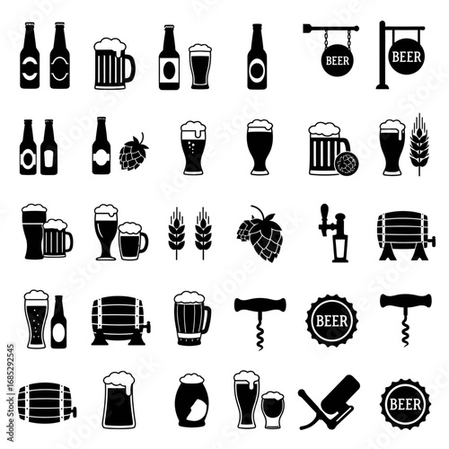 Beer Icons Set Collection