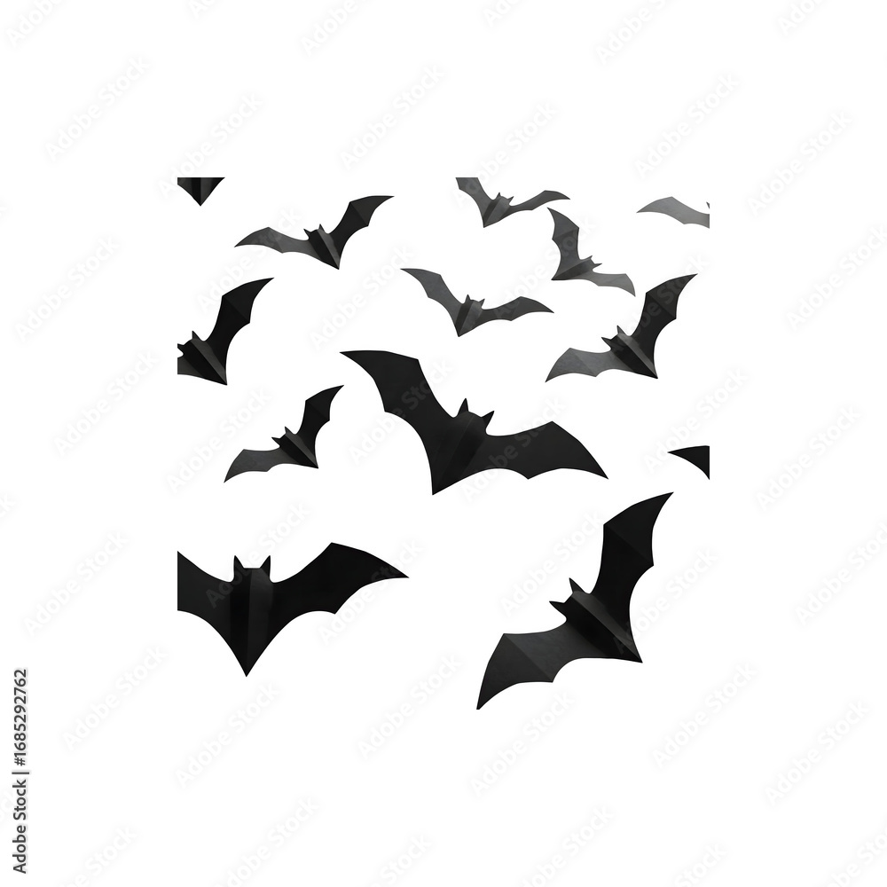 Naklejka premium Group of Flying Black Bats in Night Sky