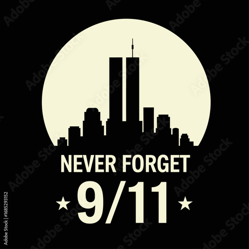 9/11 Never Forget Twin Towers Memorial Illustration
