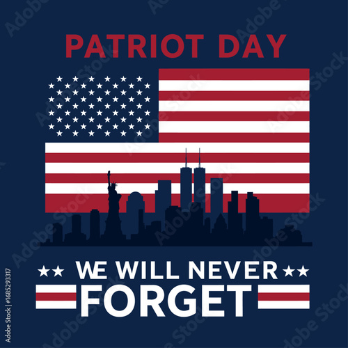 Patriot Day US Flag New York City Skyline Remembrance Illustration