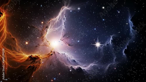 Stunning Nebula Space Art: Cosmic Cloud Formation with Bright Stars & Vibrant Colors - High-Resolution Galaxy Wallpaper