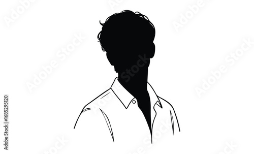 Wallpaper Mural Silhouette of male figure with curly hair and button-up shirt. Vector retro hand drawn illustration Torontodigital.ca