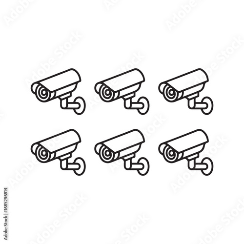 Security surveillance cameras guarding property with constant vigilance and protection technology vector