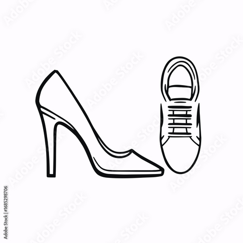 An elegant pair of stylish black leather stiletto high heel shoes