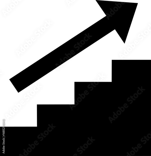 Simple arrow up stairs progress vector icon