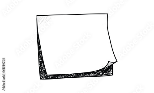 Blank sticky note illustration with hand-drawn style and minimalist design. Vector retro hand drawn illustration