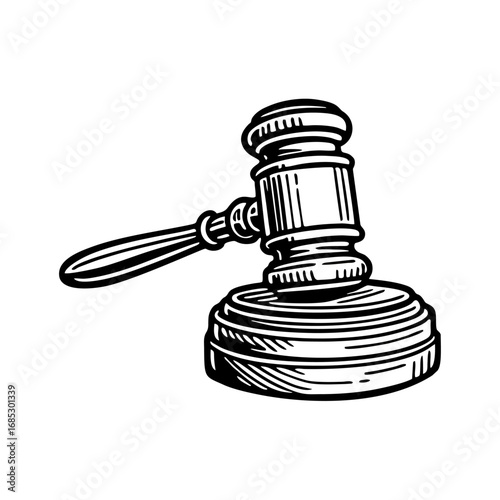 Gavel Legal Justice Tool Line Art Vector