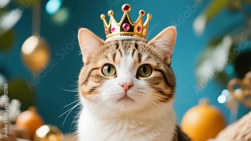 cute cat wearing a crown