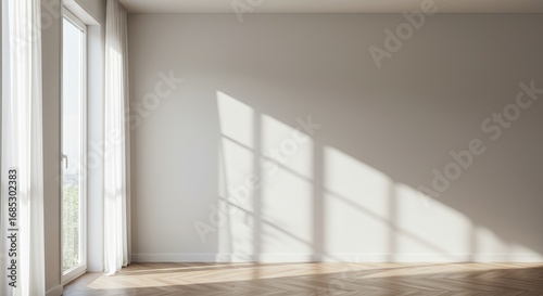 Bright spacious room with natural light creating a modern minimalist interior concept