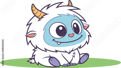 Cute Cartoon Baby Yeti Sitting Illustration