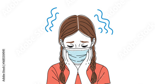 Worried young person wearing face mask feeling anxious about health concerns