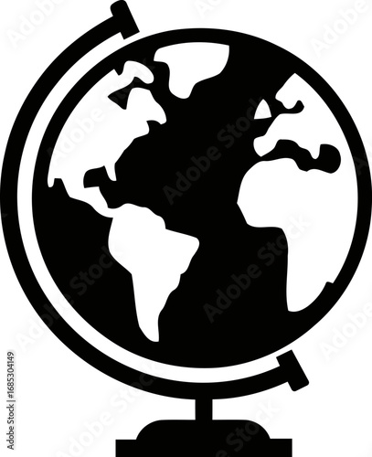 Simple globe icon for global travel and education
