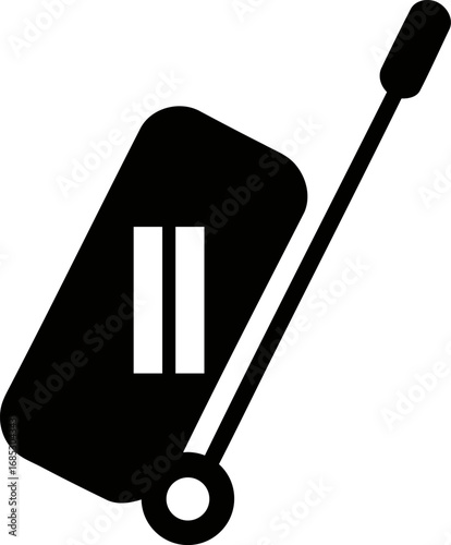 Simple suitcase icon with handle and wheels
