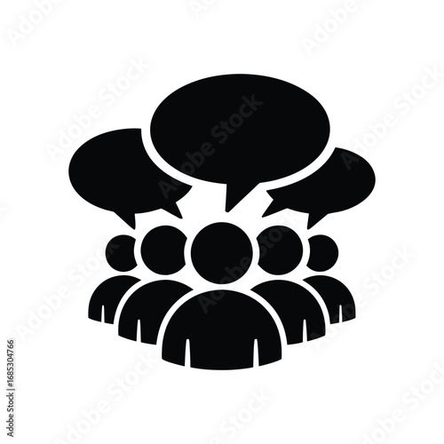 Group Communication Icon: Discussion, Feedback & Community Engagement
