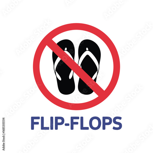 No Flip Flops Sign Restricted Footwear Area Warning
